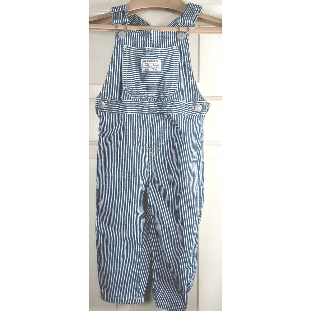 Levi's Blue & White Striped Kids' Overalls Romper